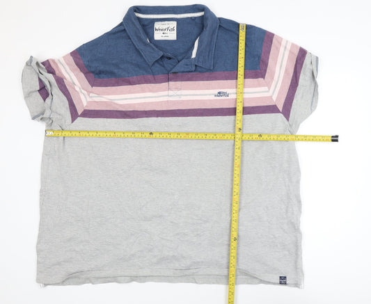 Weird Fish Men's Multicoloured Striped 5XL Cotton Polo Shirt