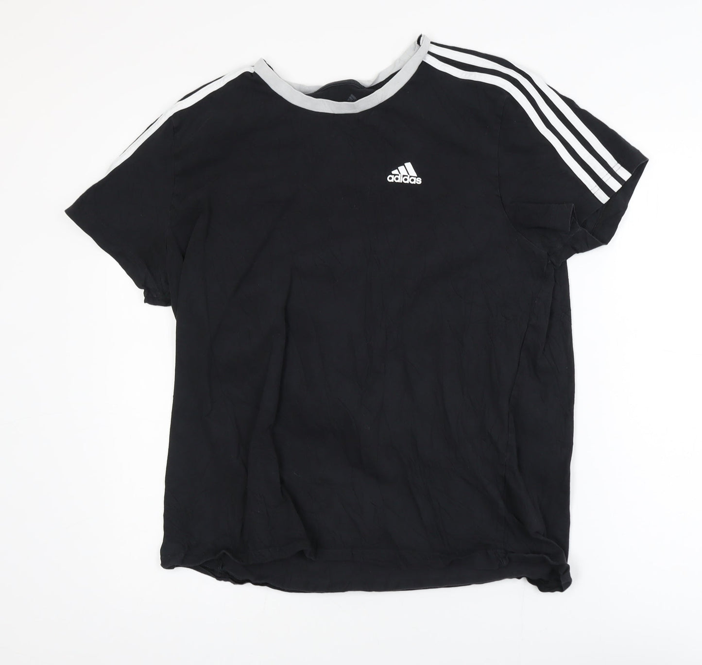 Adidas Men's Black Large Sports Crew Neck Cotton T-Shirt