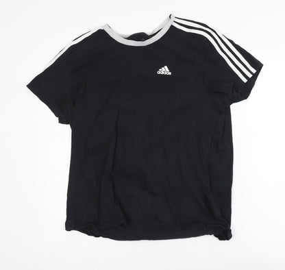 Adidas Men's Black Large Sports Crew Neck Cotton T-Shirt