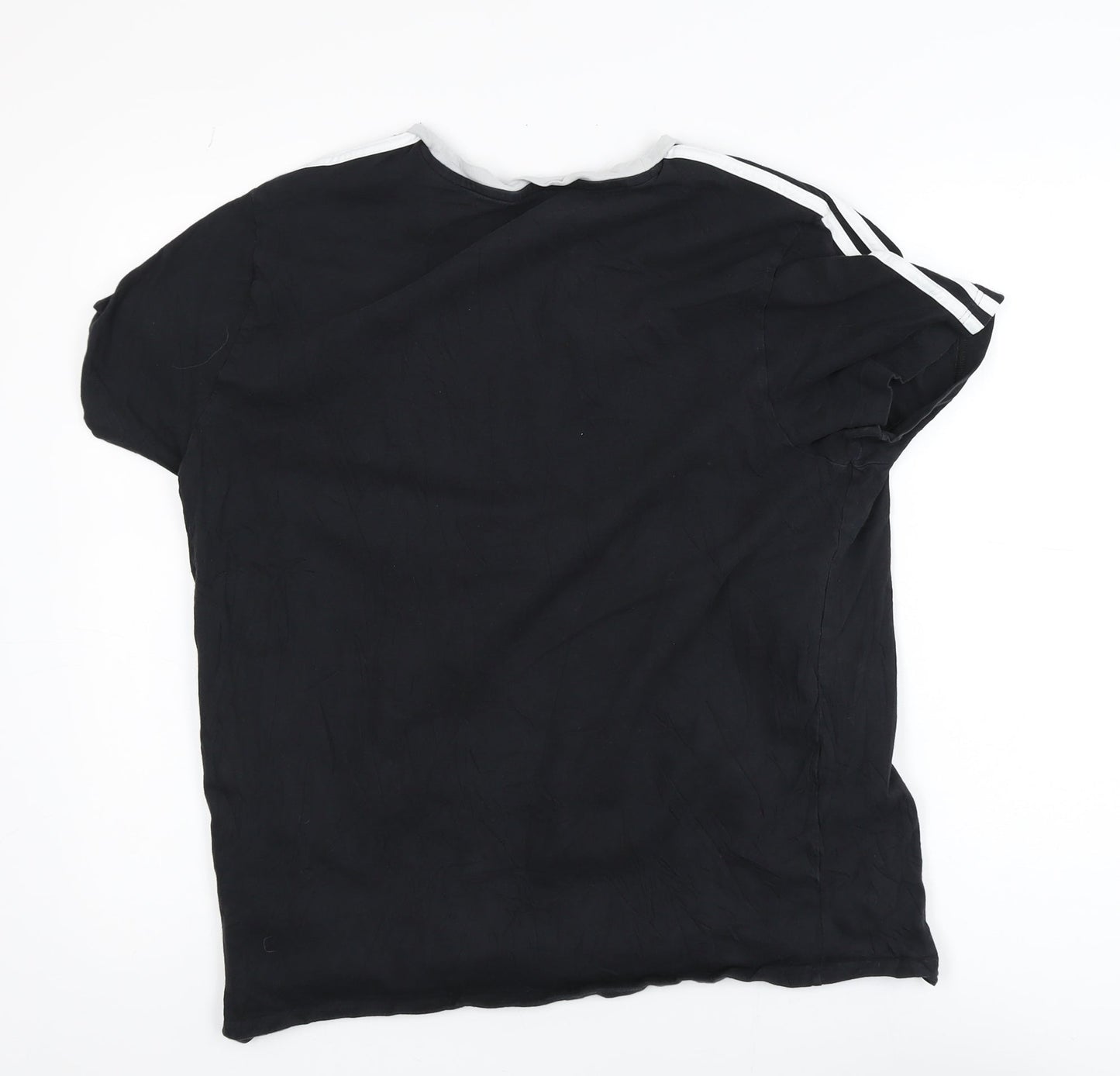 Adidas Men's Black Large Sports Crew Neck Cotton T-Shirt