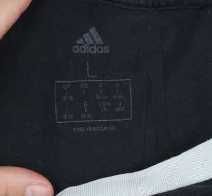 Adidas Men's Black Large Sports Crew Neck Cotton T-Shirt