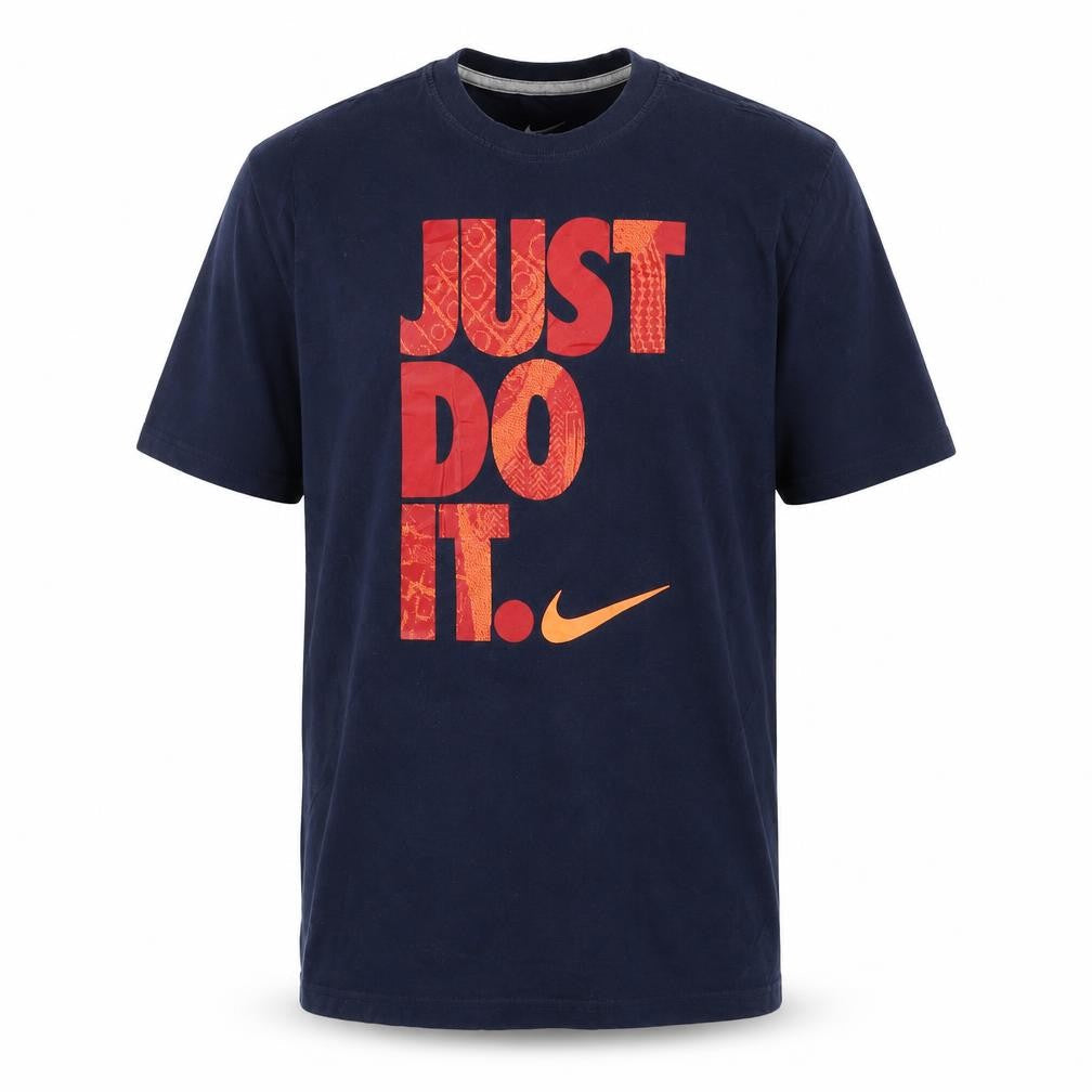 Front view of Nike Teens Blue XL Graphic Just Do It Sports T-Shirt