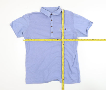 Farah Men's Blue Collared Short Sleeve Cotton T-Shirt Size M