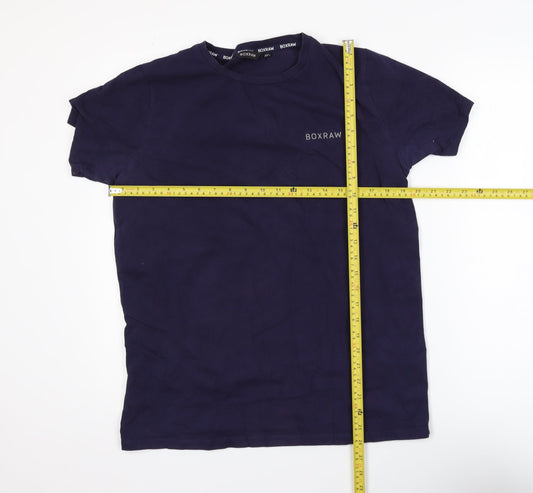 BOXRAW Men's Blue Slim Fit Cotton Jersey T-Shirt XS