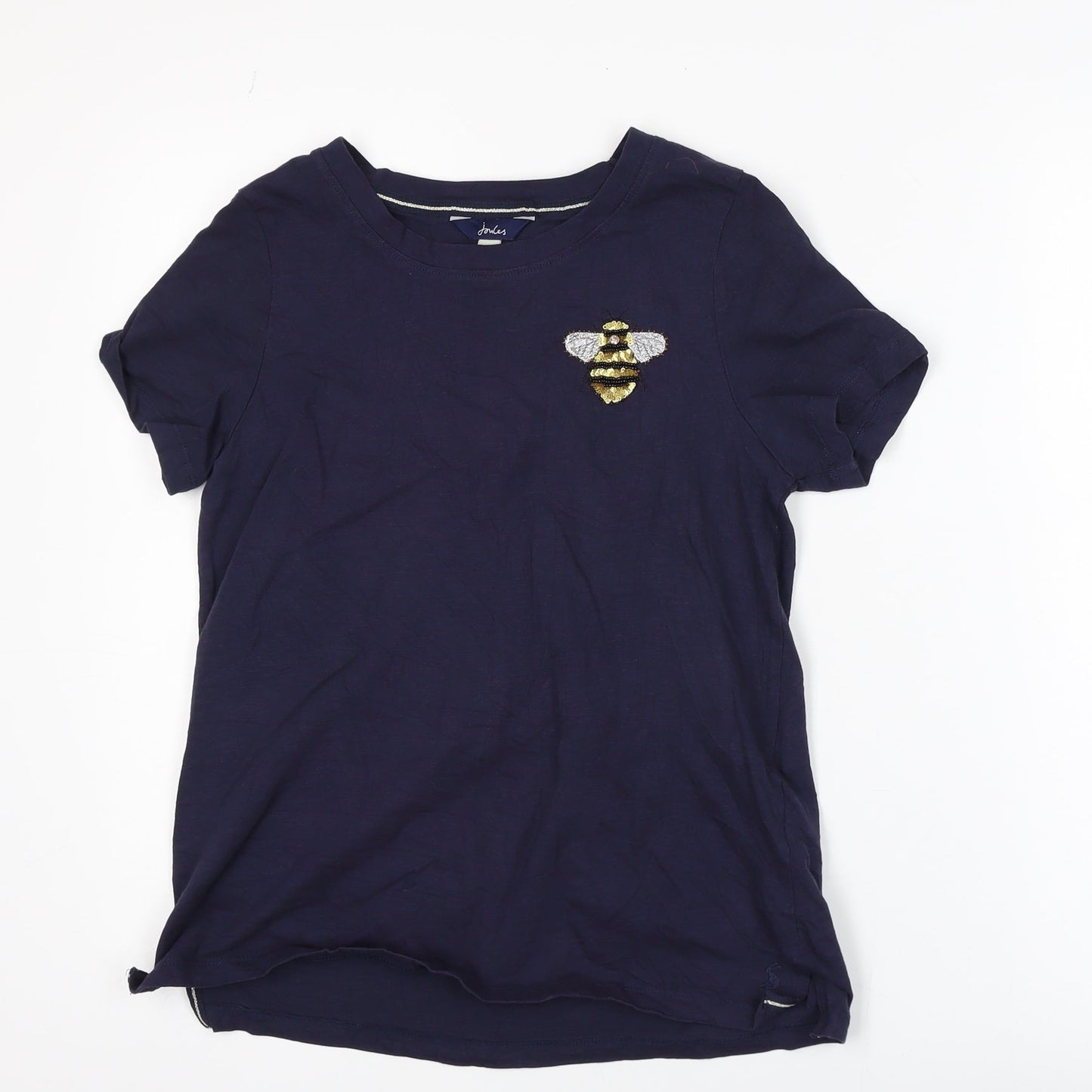 Joules Womens Blue Bee Embroidered Cotton T-Shirt UK 10