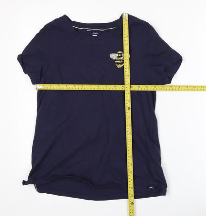 Joules Womens Blue Bee Embroidered Cotton T-Shirt UK 10