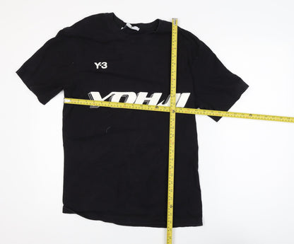 Y-3 Men’s Black Cotton Graphic Logo T-Shirt Size M Designer Tee