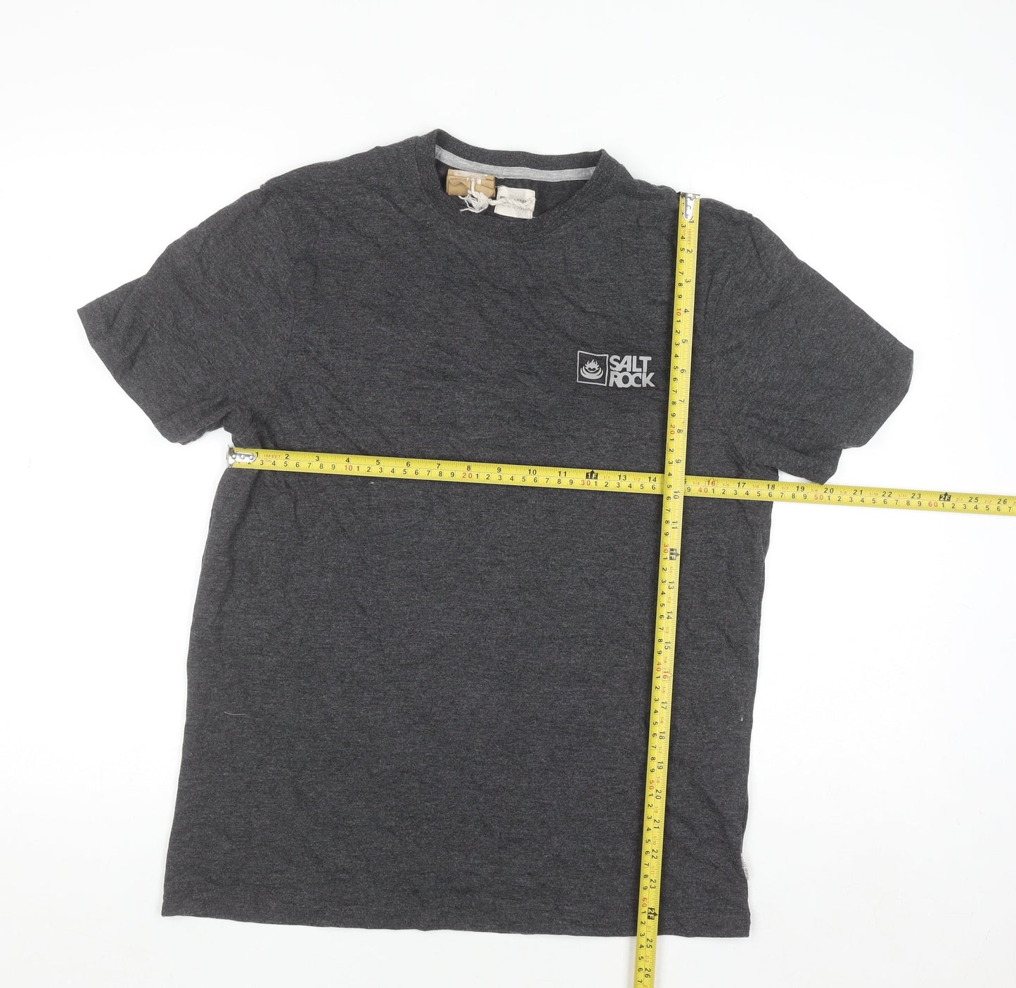 Saltrock Men’s Grey Crew Neck Short Sleeve T-Shirt Size S Regular Fit