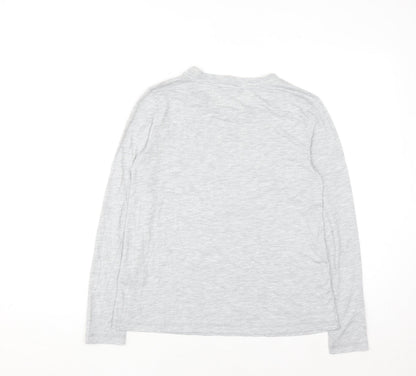 Oasis Women’s Grey Sequin Heart Long Sleeve T-Shirt Size S