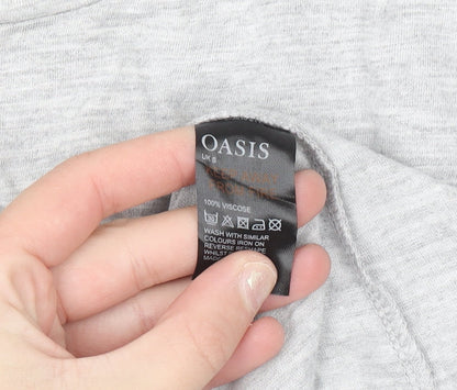 Oasis Women’s Grey Sequin Heart Long Sleeve T-Shirt Size S