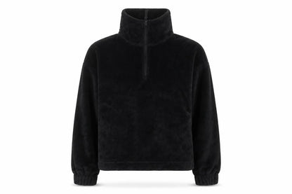 ASOS DESIGN Women Black UK 8 Petite Fleece 1/2 Zip Pullover Sweatshirt