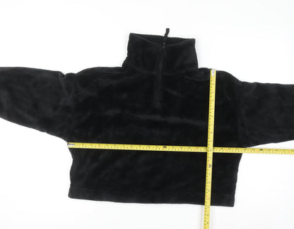 ASOS DESIGN Women Black UK 8 Petite Fleece 1/2 Zip Pullover Sweatshirt