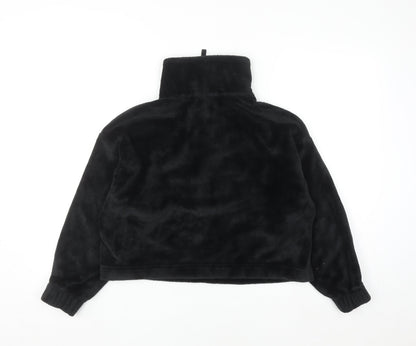 ASOS DESIGN Women Black UK 8 Petite Fleece 1/2 Zip Pullover Sweatshirt