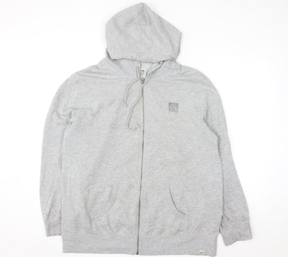 Reef Mens Grey Full Zip Hoodie 2XL Regular Fit Fleece