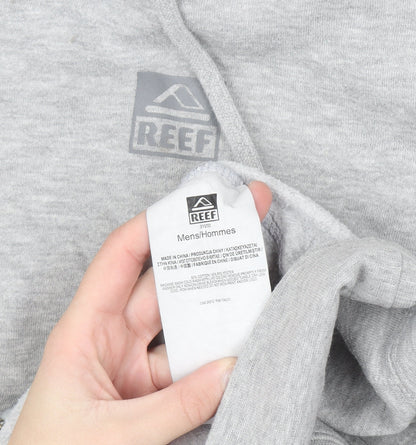 Reef Mens Grey Full Zip Hoodie 2XL Regular Fit Fleece