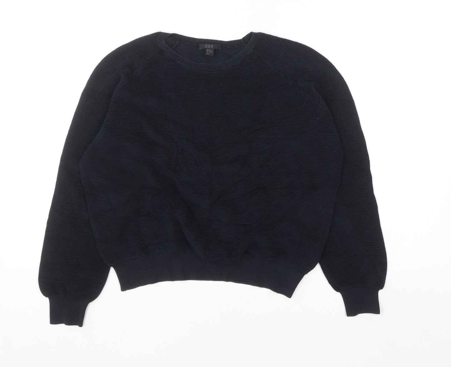 COS Womens Black Cotton Relaxed Fit Knit Jumper Size 12