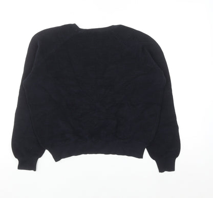 COS Womens Black Cotton Relaxed Fit Knit Jumper Size 12