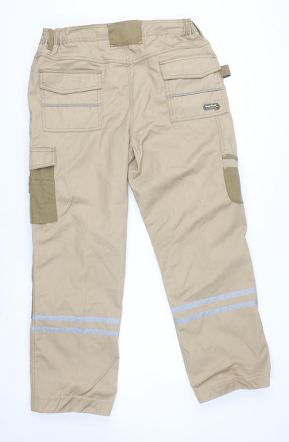 Workwear Men’s Beige 36R Cargo Work Trousers with Reflective Strips