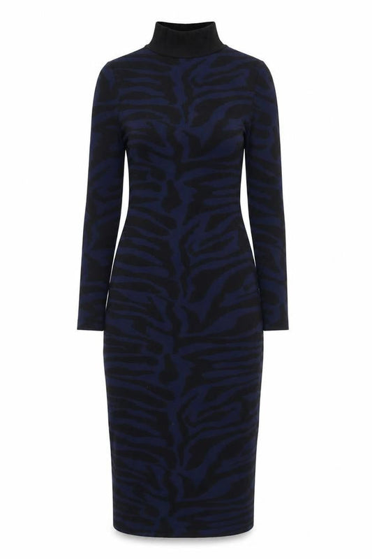 River Island Women's Blue Animal Print Bodycon Midi Dress Size 6