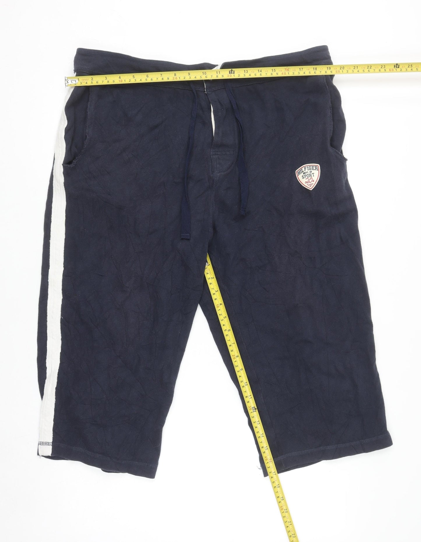 Tommy Hilfiger Men’s Blue XL Sport Capri Trousers with Logo and Stripe Detail