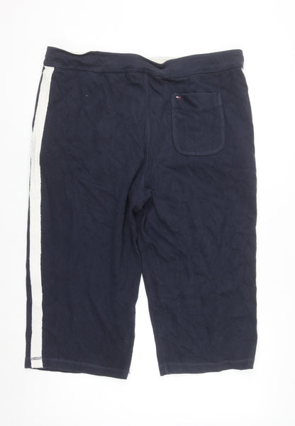 Tommy Hilfiger Men’s Blue XL Sport Capri Trousers with Logo and Stripe Detail