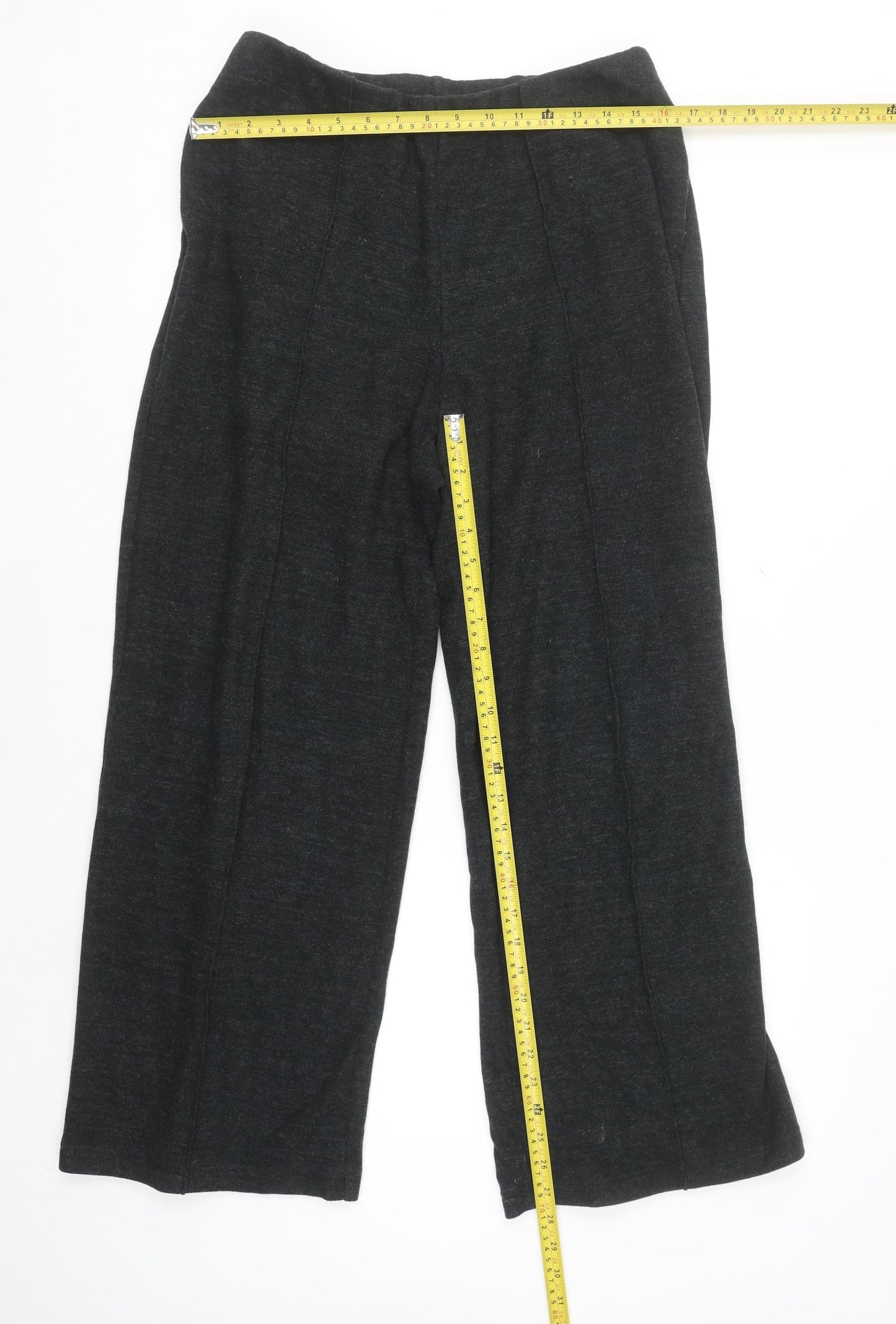 Marks and Spencer Womens Black Size 12 Regular Straight Leg Comfort Trousers