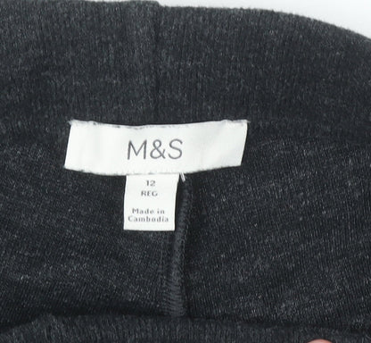 Marks and Spencer Womens Black Size 12 Regular Straight Leg Comfort Trousers