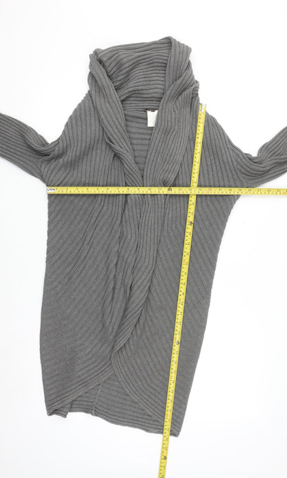 Phase Eight Women Grey Size 12 Open Knit Long Cardigan