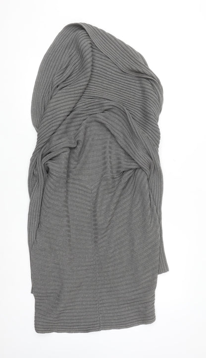 Phase Eight Women Grey Size 12 Open Knit Long Cardigan