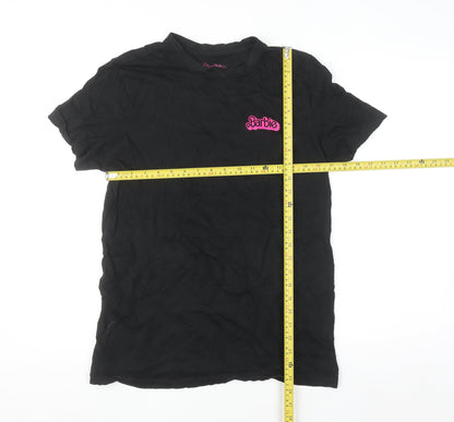 Barbie Womens Black Cotton T-Shirt Small Short Sleeve Movie Print