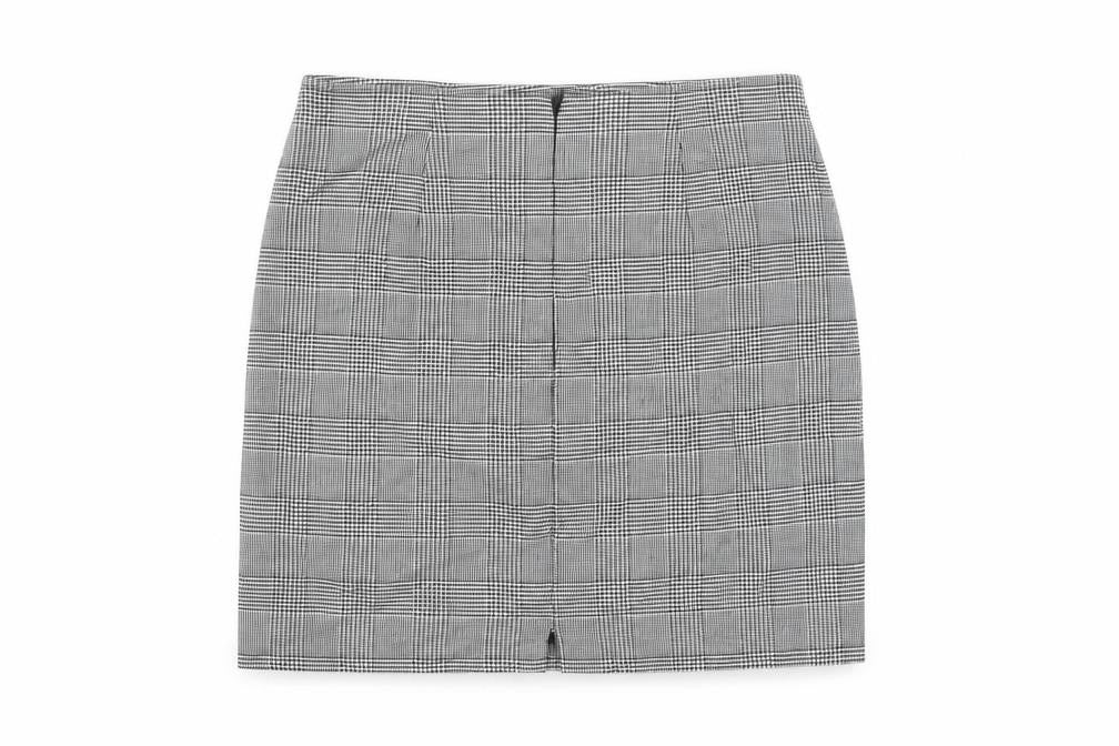 New Look Women’s Black Check Pencil Skirt Size 10 Stretch Business