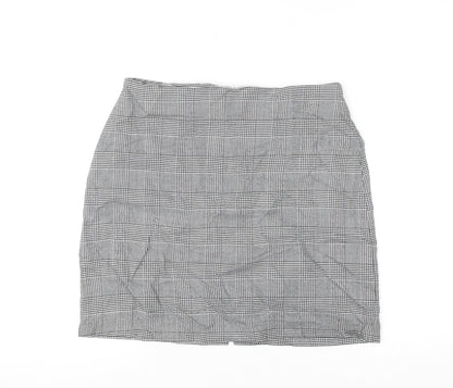 New Look Women’s Black Check Pencil Skirt Size 10 Stretch Business