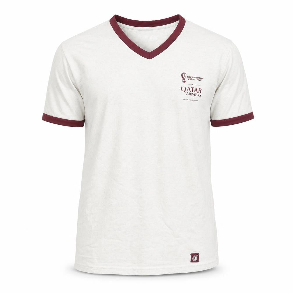 Qatar Airways Men’s Beige V-Neck Sports T-Shirt Small
