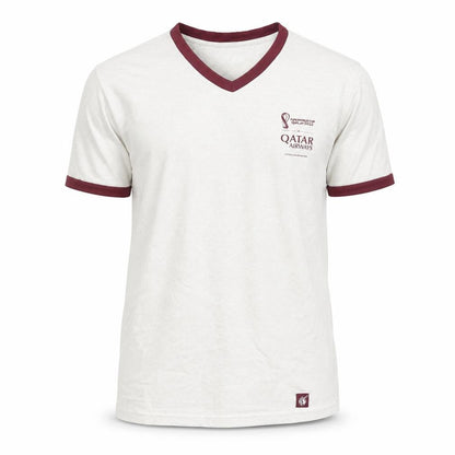 Qatar Airways Men’s Beige V-Neck Sports T-Shirt Small
