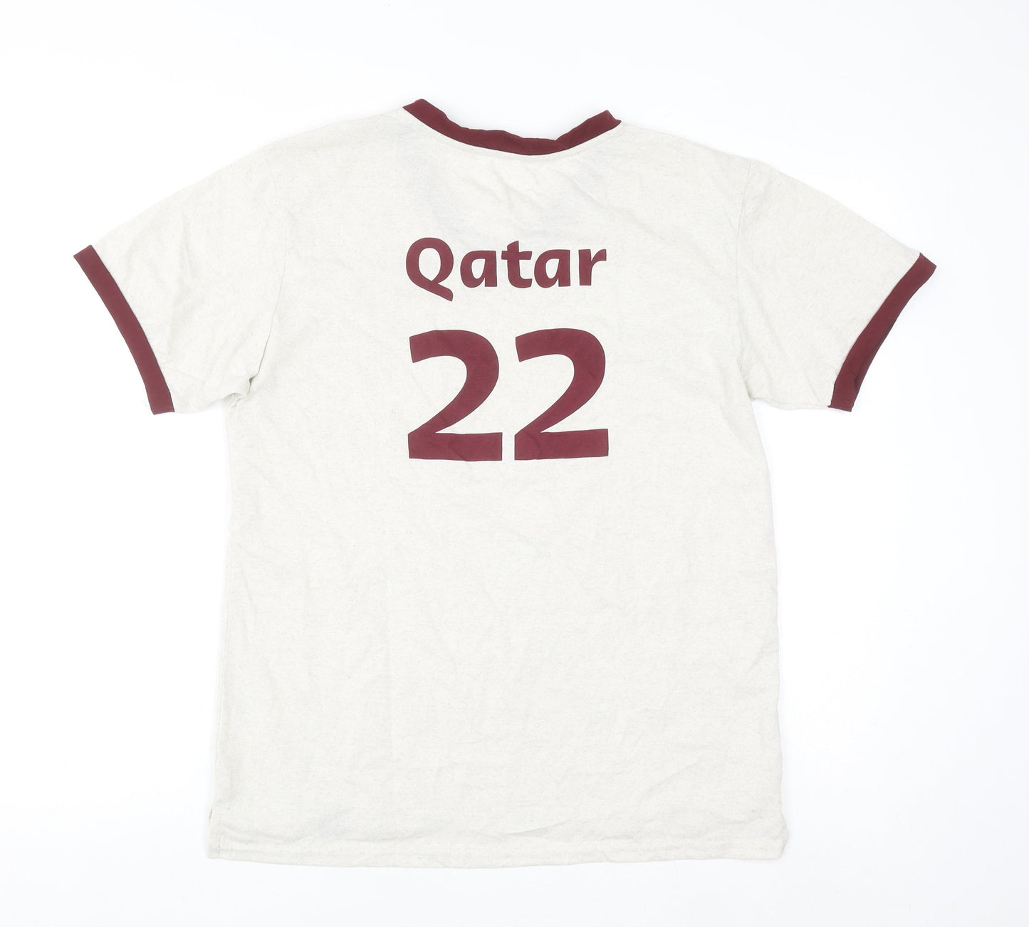Qatar Airways Men’s Beige V-Neck Sports T-Shirt Small