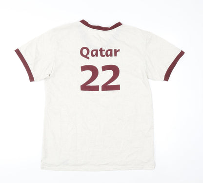 Qatar Airways Men’s Beige V-Neck Sports T-Shirt Small