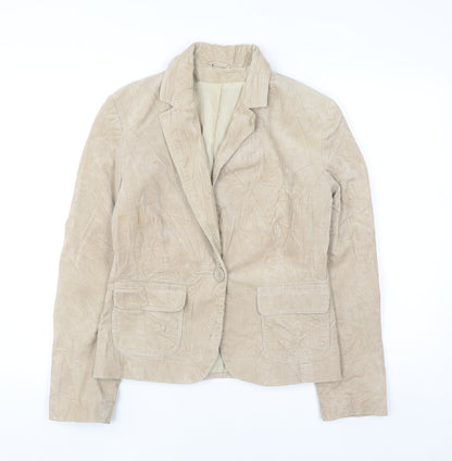 New Look Women Beige Corduroy Blazer UK 12 Business Casual