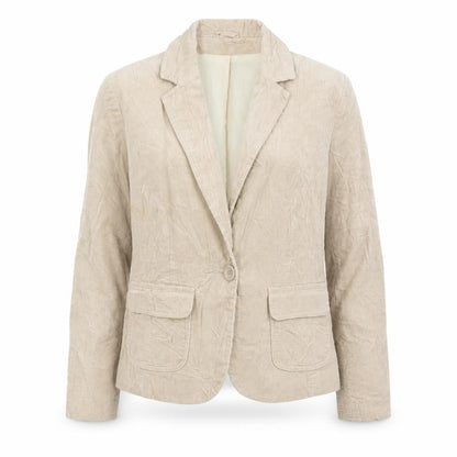 New Look Women Beige Corduroy Blazer UK 12 Business Casual