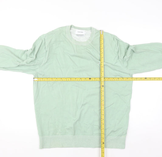 Calvin Klein Men's Green Cotton Silk Crew Neck Jumper XL