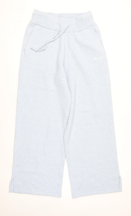 Blakely Women Blue Knit Wide-Leg Sweatpants L Elastic Waist