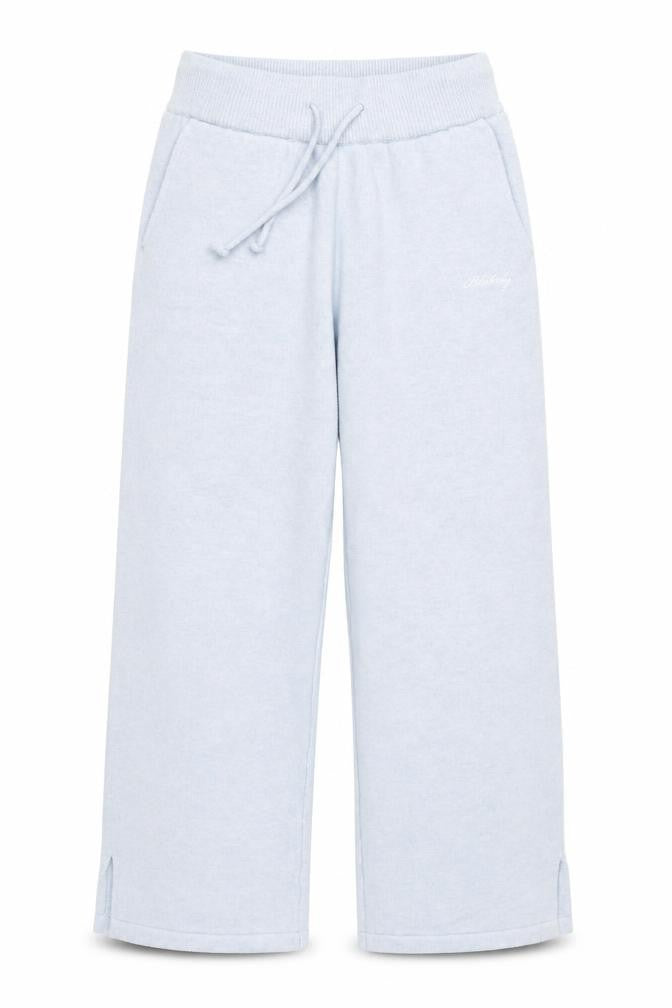 Blakely Women Blue Knit Wide-Leg Sweatpants L Elastic Waist