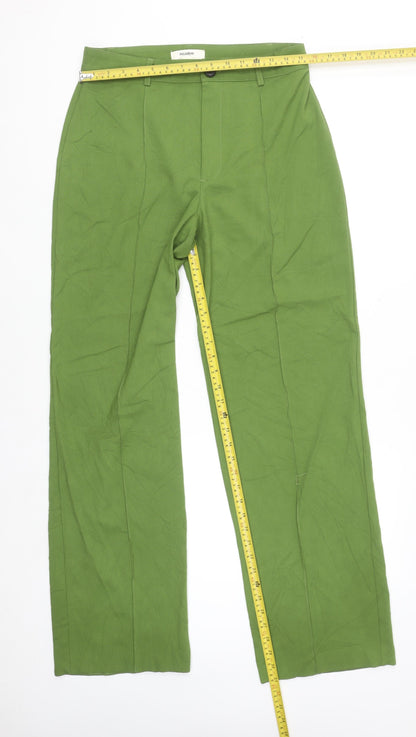 Pull & Bear Womens Green Straight Leg Trousers Size 14