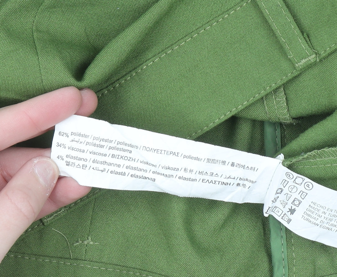 Pull & Bear Womens Green Straight Leg Trousers Size 14