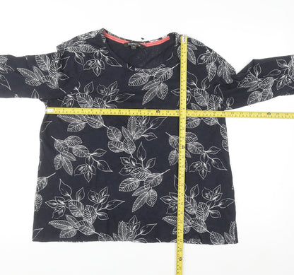 Bonmarché Women's Blue Floral Cotton 3/4 Sleeve T-Shirt Size 14
