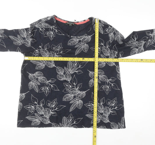 Bonmarché Women's Blue Floral Cotton 3/4 Sleeve T-Shirt Size 14