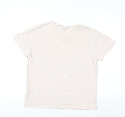 Lilylane London Women Beige Basic Cotton Short Sleeve T-Shirt Small