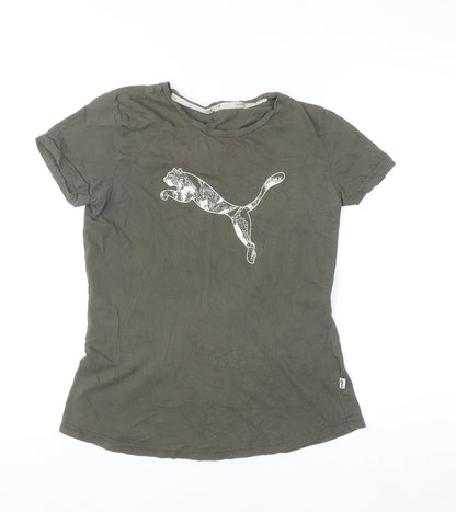 Puma Women's Green Short Sleeve Crew Neck Cotton T-Shirt M