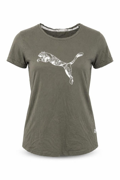 Puma Women's Green Short Sleeve Crew Neck Cotton T-Shirt M