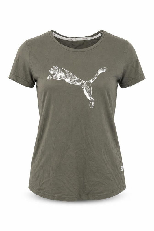 Puma Women's Green Short Sleeve Crew Neck Cotton T-Shirt M