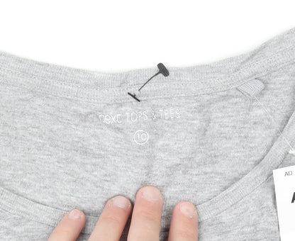 Next Womens Grey Lace Shoulder Long Sleeve Cotton T-Shirt UK 10